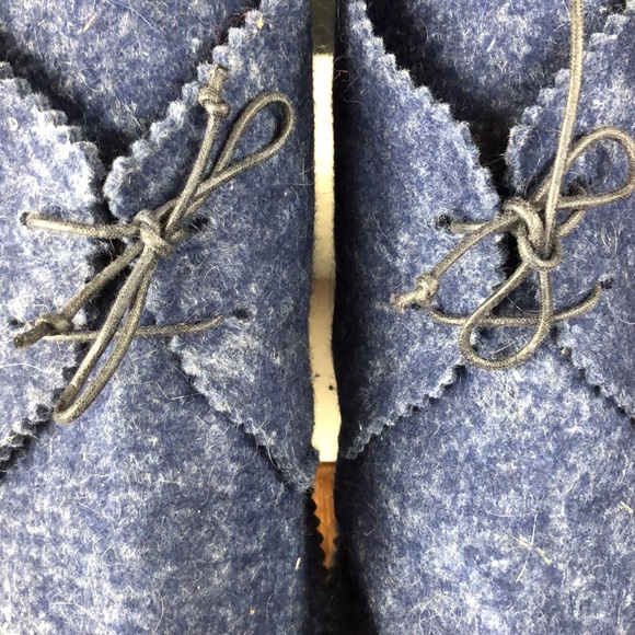 Maria La Rosa Mottled Navy Felt Wool Slippers Sz S - Picture 5 of 8